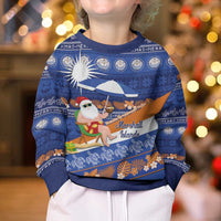 Marshall Islands Christmas Kid Ugly Christmas Sweater Beachy Santa Monono ilo raaneoan Nejin - Polynesian Pride