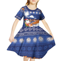 Marshall Islands Christmas Kid Short Sleeve Dress Beachy Santa Monono ilo raaneoan Nejin - Polynesian Pride