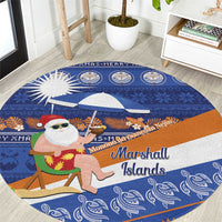 Marshall Islands Christmas Round Carpet Beachy Santa Monono ilo raaneoan Nejin - Polynesian Pride