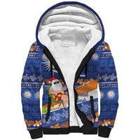 Marshall Islands Christmas Sherpa Hoodie Beachy Santa Monono ilo raaneoan Nejin LT14 Unisex Blue - Polynesian Pride