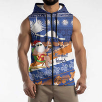 Marshall Islands Christmas Sleeveless Zip Hoodie Beachy Santa Monono ilo raaneoan Nejin LT14 - Polynesian Pride