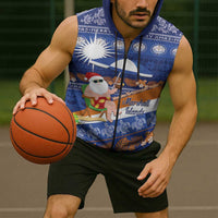 Marshall Islands Christmas Sleeveless Zip Hoodie Beachy Santa Monono ilo raaneoan Nejin LT14 - Polynesian Pride