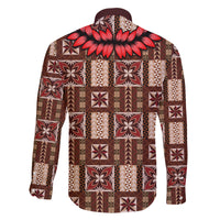 Samoa Siapo Family Matching Long Sleeve Bodycon Dress and Hawaiian Shirt Tapa Pattern Mix Ula Fala Hibiscus LT14 - Polynesian Pride