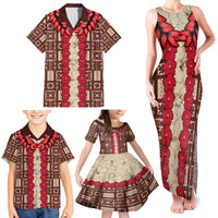 Samoa Siapo Family Matching Tank Maxi Dress and Hawaiian Shirt Tapa Pattern Mix Ula Fala Hibiscus LT14 - Polynesian Pride