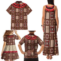 Samoa Siapo Family Matching Tank Maxi Dress and Hawaiian Shirt Tapa Pattern Mix Ula Fala Hibiscus LT14 - Polynesian Pride