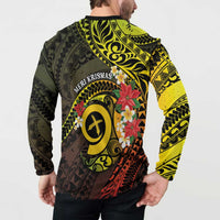 Vanuatu Christmas Button Sweatshirt Vanuatuan Pig Tusk - Meri Krismas! LT14 - Polynesian Pride