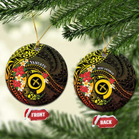 Vanuatu Christmas Ceramic Ornament Vanuatuan Pig Tusk - Meri Krismas! LT14 Circle Black - Polynesian Pride