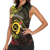 Vanuatu Christmas Women Sleeveless Polo Shirt Vanuatuan Pig Tusk - Meri Krismas!