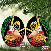 Vanuatu Christmas Ceramic Ornament Vanuatuan Conch Shell - Meri Krismas! LT14 Oval Black - Polynesian Pride