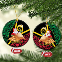 Vanuatu Christmas Ceramic Ornament Vanuatuan Conch Shell - Meri Krismas! LT14 Circle Black - Polynesian Pride