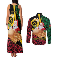 Vanuatu Christmas Couples Matching Tank Maxi Dress and Long Sleeve Button Shirt Vanuatuan Conch Shell - Meri Krismas! LT14 - Polynesian Pride