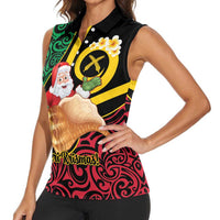 Vanuatu Christmas Women Sleeveless Polo Shirt Vanuatuan Conch Shell - Meri Krismas!