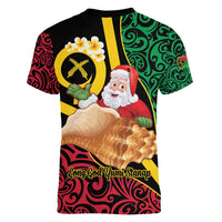 Vanuatu Christmas Women V-Neck T-Shirt Vanuatuan Conch Shell - Meri Krismas! LT14 - Polynesian Pride