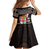 Fiji Christmas Family Matching Off Shoulder Short Dress and Hawaiian Shirt Fijian Masi Marau na Kerisimasi! - Brown