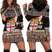 Fiji Christmas Hoodie Dress Fijian Masi Marau na Kerisimasi! - Brown