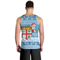 Fiji Christmas Men Tank Top Fijian Masi Marau na Kerisimasi! - Blue