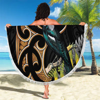 Aotearoa Kowhai Tui Bird Beach Blanket Maori Ngaru With Silver Fern LT14 - Polynesian Pride