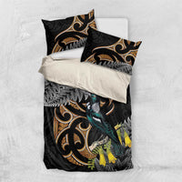 Aotearoa Kowhai Tui Bird Bedding Set Maori Ngaru With Silver Fern