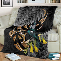 Aotearoa Kowhai Tui Bird Blanket Maori Ngaru With Silver Fern LT14 - Polynesian Pride