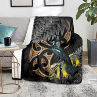 Aotearoa Kowhai Tui Bird Blanket Maori Ngaru With Silver Fern LT14 - Polynesian Pride