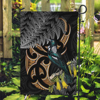 Aotearoa Kowhai Tui Bird Garden Flag Maori Ngaru With Silver Fern LT14 Garden Flag Black - Polynesian Pride