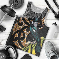 Aotearoa Kowhai Tui Bird Men Tank Top Maori Ngaru With Silver Fern LT14 - Polynesian Pride