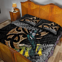 Aotearoa Kowhai Tui Bird Quilt Bed Set Maori Ngaru With Silver Fern LT14 - Polynesian Pride
