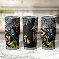 Aotearoa Kowhai Tui Bird Tumbler Cup Maori Ngaru With Silver Fern LT14 - Polynesian Pride