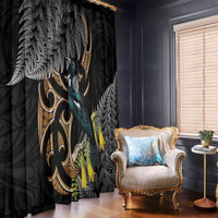Aotearoa Kowhai Tui Bird Window Curtain Maori Ngaru With Silver Fern LT14 - Polynesian Pride