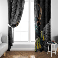 Aotearoa Kowhai Tui Bird Window Curtain Maori Ngaru With Silver Fern LT14 - Polynesian Pride