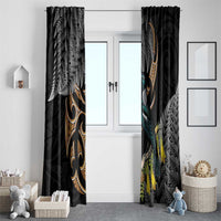 Aotearoa Kowhai Tui Bird Window Curtain Maori Ngaru With Silver Fern LT14 - Polynesian Pride