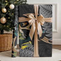 Aotearoa Kowhai Tui Bird Wrapping Paper Maori Ngaru With Silver Fern - Polynesian Pride