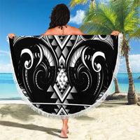 Black Ngaru Taniko With Aotearoa Maori Tattoo Beach Blanket LT14 - Polynesian Pride