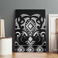 Black Ngaru Taniko With Aotearoa Maori Tattoo Canvas Wall Art LT14 - Polynesian Pride