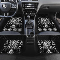 Black Ngaru Taniko With Aotearoa Maori Tattoo Car Mats LT14 Set 4pcs Black - Polynesian Pride