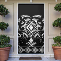 Black Ngaru Taniko With Aotearoa Maori Tattoo Door Cover - Polynesian Pride