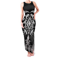 Black Ngaru Taniko With Aotearoa Maori Tattoo Family Matching Tank Maxi Dress and Hawaiian Shirt