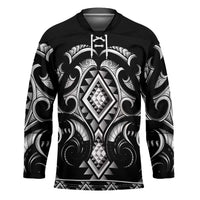 Black Ngaru Taniko With Aotearoa Maori Tattoo Hockey Jersey - Polynesian Pride