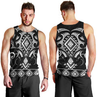 Black Ngaru Taniko With Aotearoa Maori Tattoo Men Tank Top LT14 - Polynesian Pride