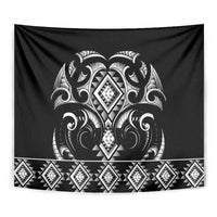 Black Ngaru Taniko With Aotearoa Maori Tattoo Tapestry