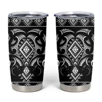Black Ngaru Taniko With Aotearoa Maori Tattoo Tumbler Cup LT14 Black - Polynesian Pride