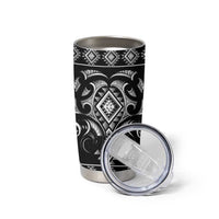 Black Ngaru Taniko With Aotearoa Maori Tattoo Tumbler Cup LT14 - Polynesian Pride