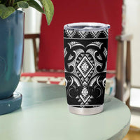 Black Ngaru Taniko With Aotearoa Maori Tattoo Tumbler Cup LT14 - Polynesian Pride