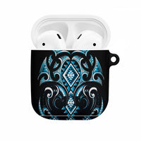 Blue Ngaru Taniko With Aotearoa Maori Tattoo AirPods Case LT14 Blue - Polynesian Pride