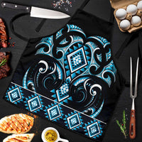 Blue Ngaru Taniko With Aotearoa Maori Tattoo Apron - Polynesian Pride