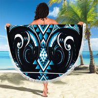 Blue Ngaru Taniko With Aotearoa Maori Tattoo Beach Blanket LT14 - Polynesian Pride