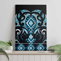 Blue Ngaru Taniko With Aotearoa Maori Tattoo Canvas Wall Art LT14 - Polynesian Pride