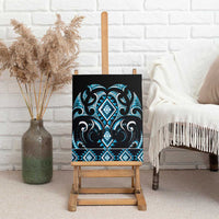 Blue Ngaru Taniko With Aotearoa Maori Tattoo Canvas Wall Art LT14 - Polynesian Pride