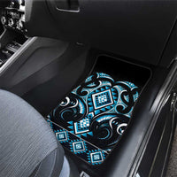 Blue Ngaru Taniko With Aotearoa Maori Tattoo Car Mats LT14 - Polynesian Pride