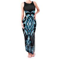 Blue Ngaru Taniko With Aotearoa Maori Tattoo Family Matching Tank Maxi Dress and Hawaiian Shirt